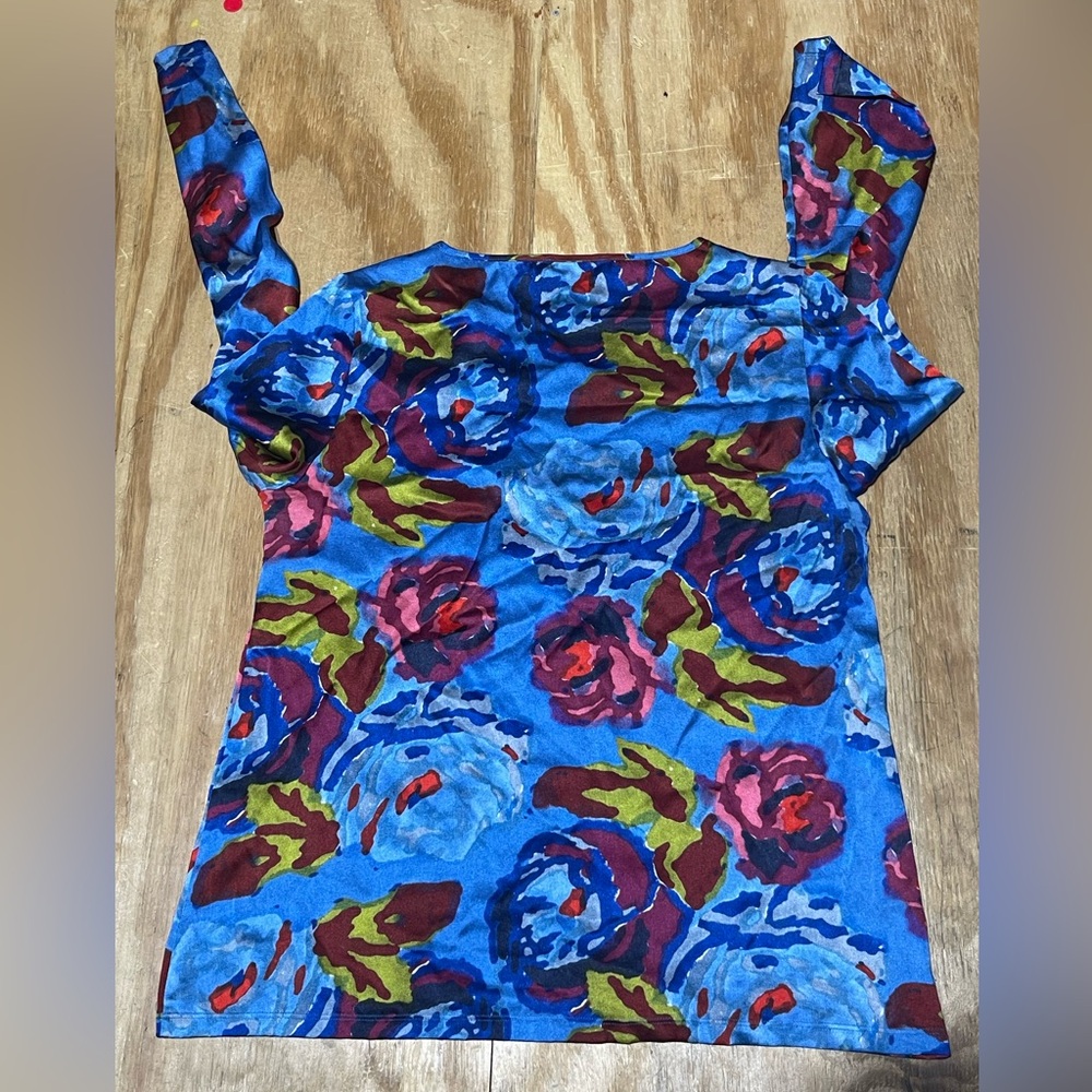 LISA CORTI blouse top print long sleeve Crewneck @j
